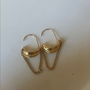 Stainless Steel Gold Chain Hoop Earrings